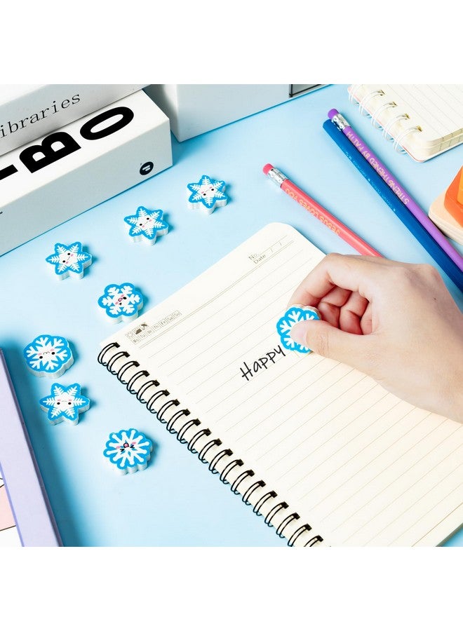 ANGOLIO 60 Pcs Winter Snowflake Mini Erasers For Kids Assortment Xmas Mini Pencil Erasers Christmas Snowflake Erasers For School Student Xmas Gift Party Favors Homework Reward Classroom Prizes Gift - Image 4