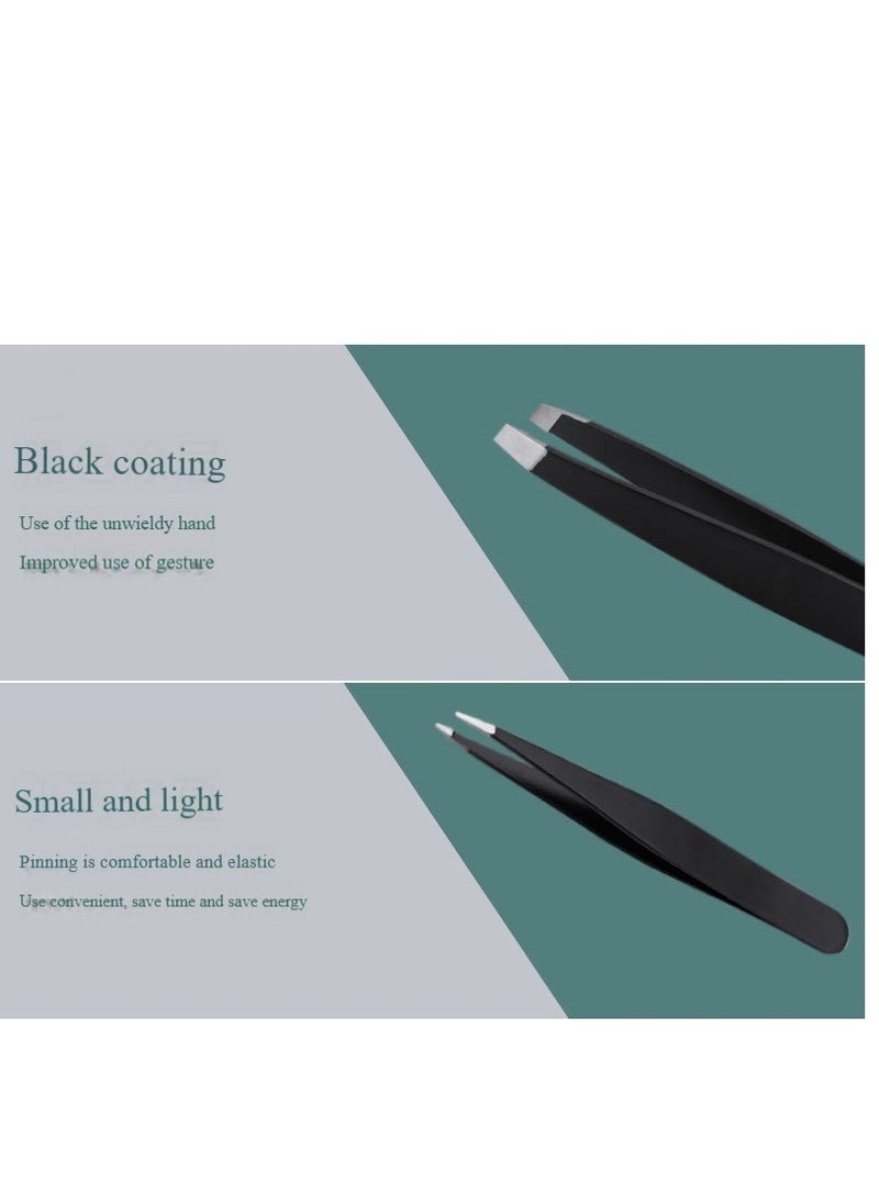 Generic Tweezers Set with Mirror Case - Tweezers for Men, Tweezers for Women Facial Hair, Tweezers Set for Fine Hair, Ingrown Hair Wig Plucking, Travel Tweezer kit with mirror compact (Black) - Image 4