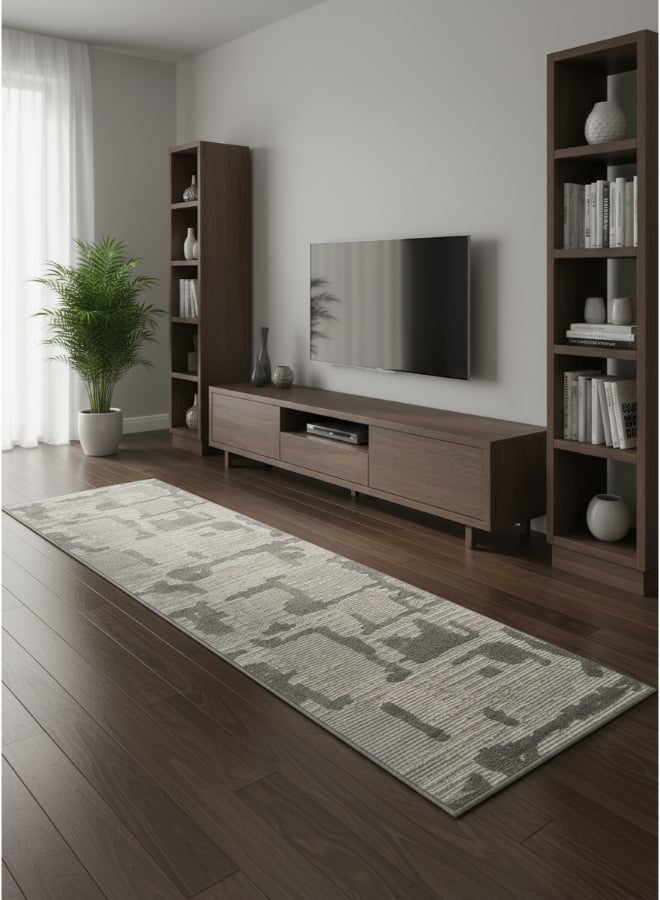 ايست من نون سجادة سجاد متاهة بتصميم مخطط رمادي داكن | الحجم - 60x230 سم - 2x7.5 قدم - Image 2