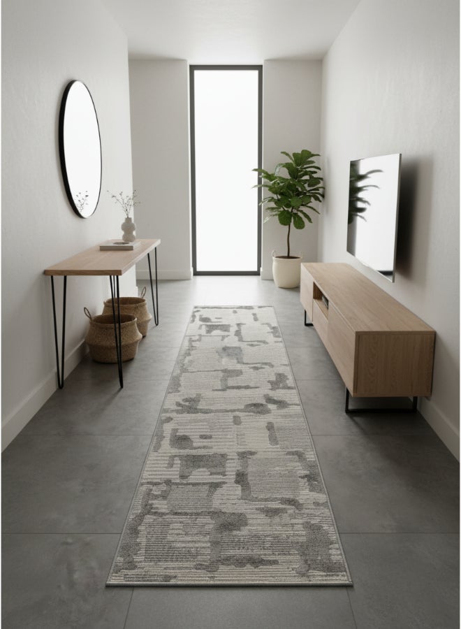 ايست من نون سجادة سجاد متاهة بتصميم مخطط رمادي داكن | الحجم - 60x230 سم - 2x7.5 قدم - Image 3