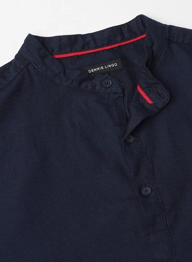 Dennis Lingo Navy Casual Shirt for Men, 100% Cotton, Slim Fit