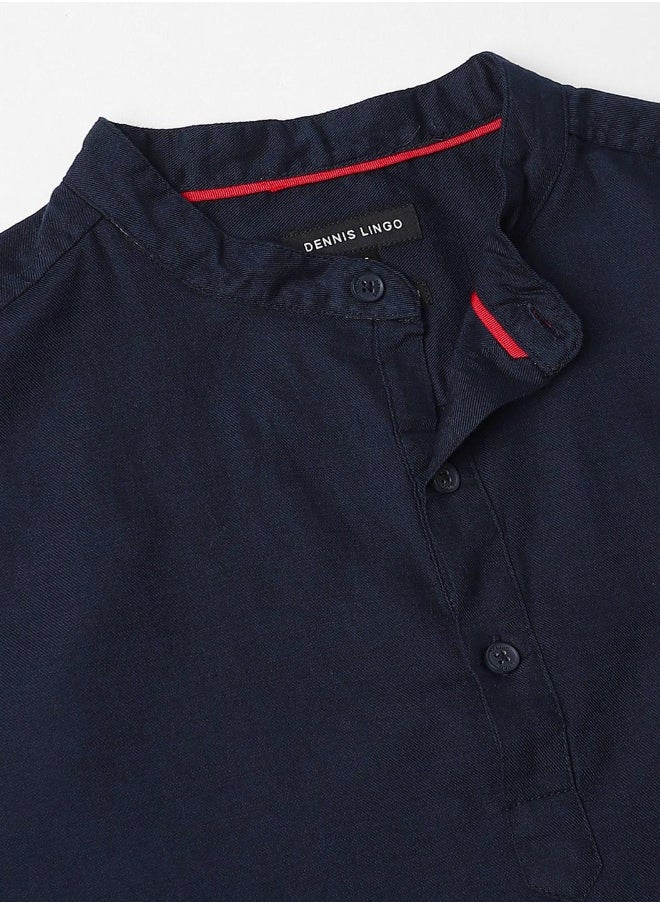 Dennis Lingo - Navy Casual Shirt for Men, 100% Cotton, Slim Fit - Image 1