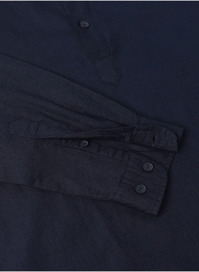 Dennis Lingo - Navy Casual Shirt for Men, 100% Cotton, Slim Fit - Image 1