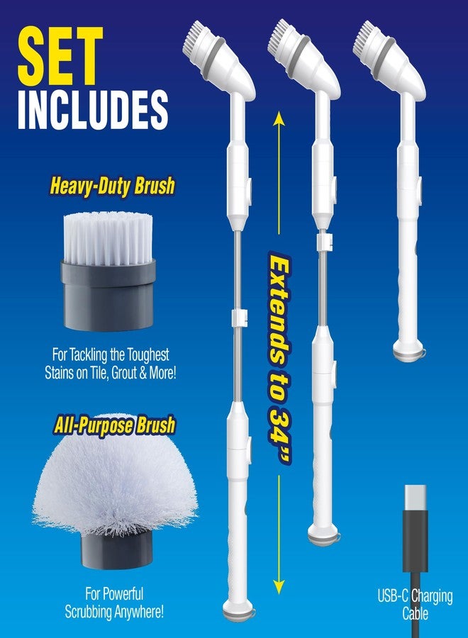 Ontel Voom Electric Spin Scrubber, Cordless Shower Spinning Brush with 2 Replaceable Brush Heads & Adjustable Handle, Rechargeable Spinning Brush for Cleaning Bathroom Tub, Floor & Wall Tiles, Car Wheels - Image 4