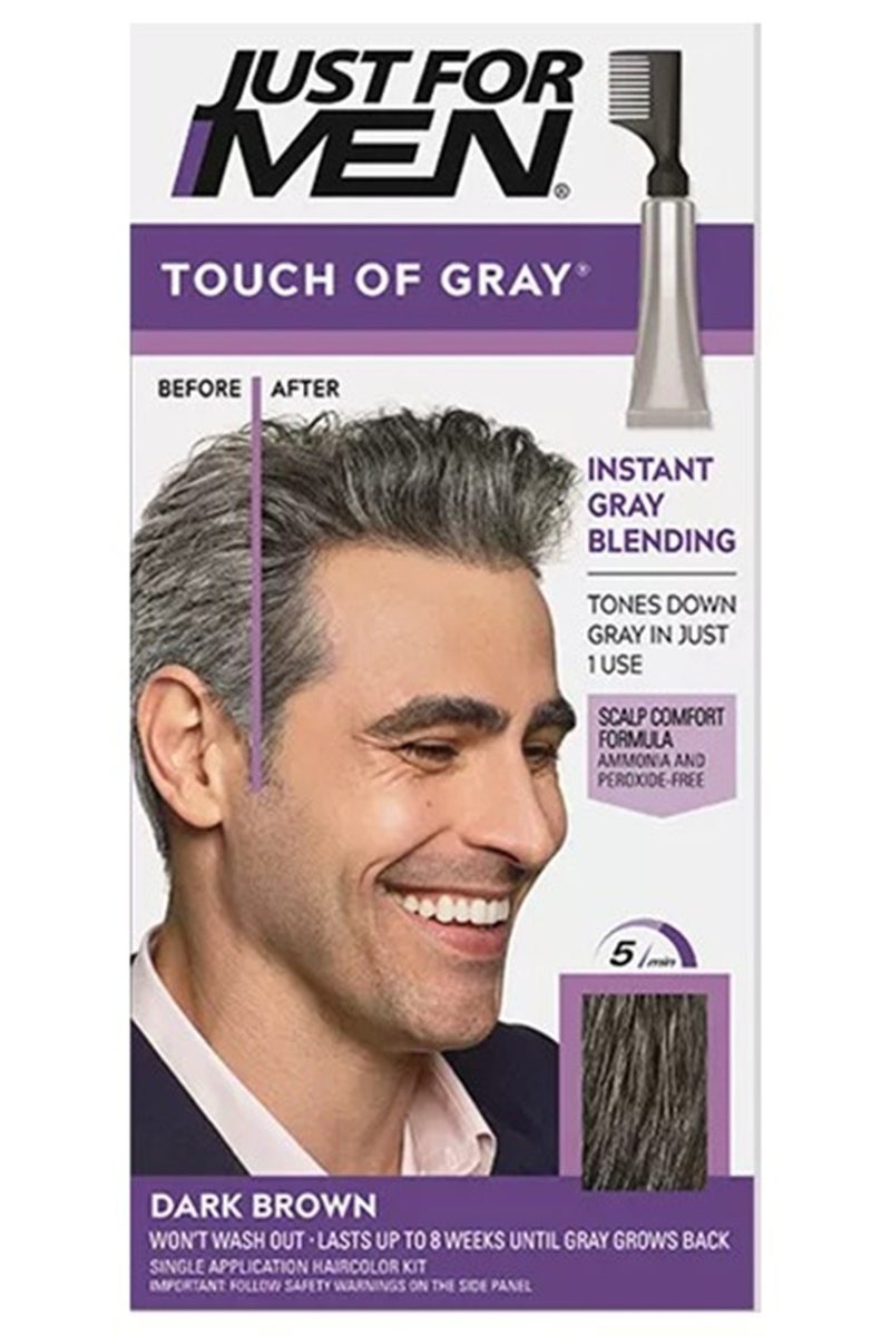 Just For Men Touch of Gray, Hair Coloring with Comb Applicator - Dark Brown - Image 1