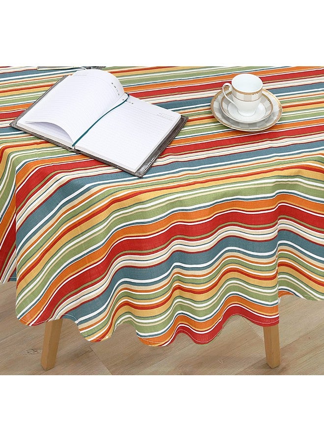 RUVANTI Round Tablecloth 70 Inch for 3-6 Feet Tables, Round Table Cover Stain Resistant, Washable. Perfect for Indoor, Outdoor Tablecloth, Kitchen, Dining, Wedding Parties, Holiday - Multi Stripe - Image 5