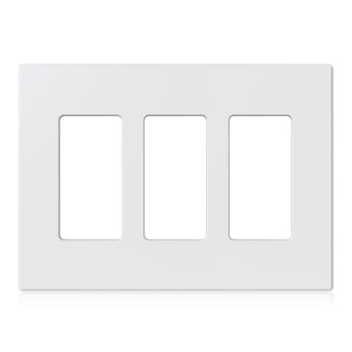 ELEGRP 3-Gang Screwless Decorative Wall Plates, Mid-Size Unbreakable Thermoplastic Faceplate Cover for Decorator Receptacle Outlet Switch, UL Listed (1 Pack, Matte White) - Image 1