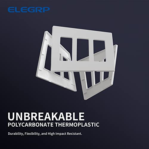 ELEGRP 3-Gang Screwless Decorative Wall Plates, Mid-Size Unbreakable Thermoplastic Faceplate Cover for Decorator Receptacle Outlet Switch, UL Listed (1 Pack, Matte White) - Image 4