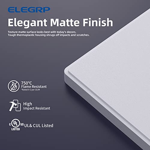 ELEGRP 3-Gang Screwless Decorative Wall Plates, Mid-Size Unbreakable Thermoplastic Faceplate Cover for Decorator Receptacle Outlet Switch, UL Listed (1 Pack, Matte White) - Image 2
