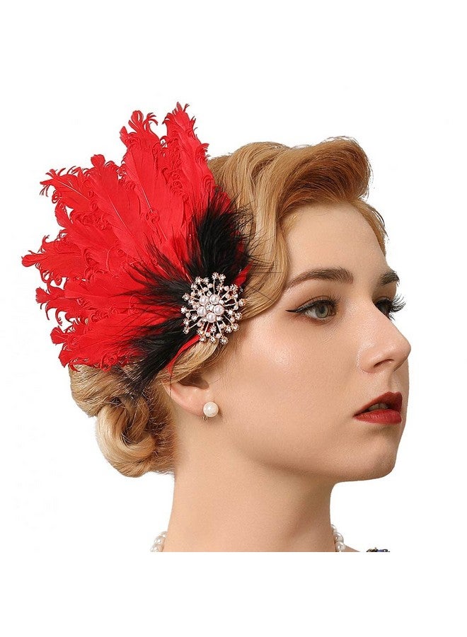 GENBREE Enbree 1920S Flapper Headpiece Feather Hair Clip Crystal Gatsby Headband Prom Party Head Accessories For Women And Girls  - Image 4