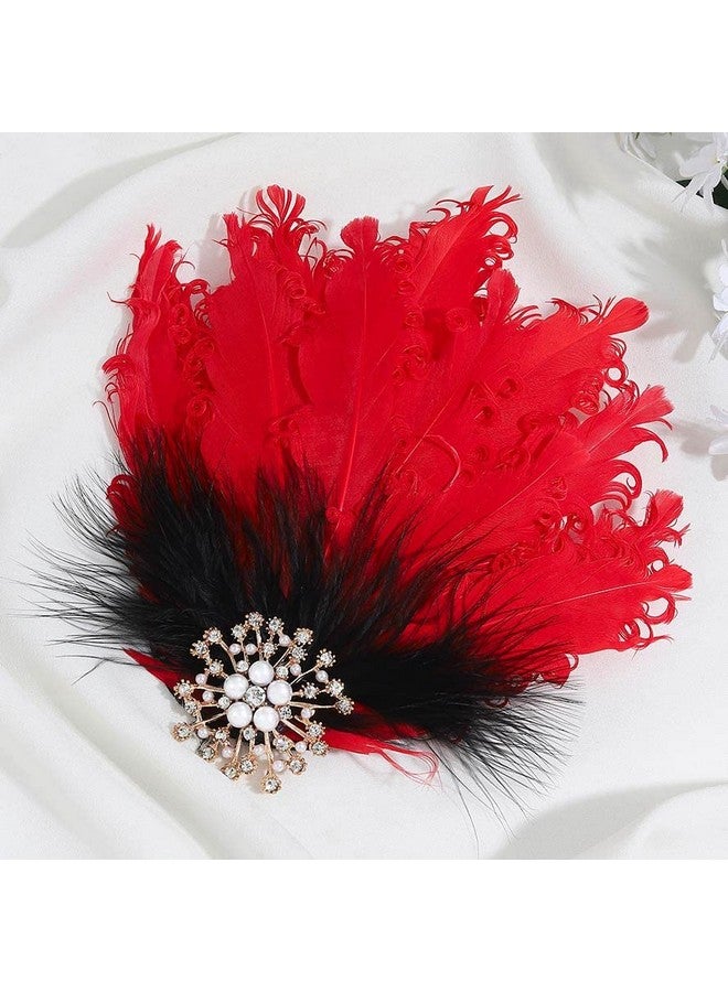 GENBREE Enbree 1920S Flapper Headpiece Feather Hair Clip Crystal Gatsby Headband Prom Party Head Accessories For Women And Girls  - Image 3