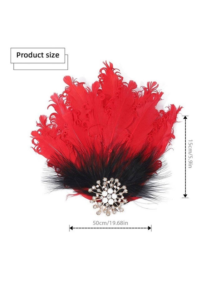 GENBREE Enbree 1920S Flapper Headpiece Feather Hair Clip Crystal Gatsby Headband Prom Party Head Accessories For Women And Girls  - Image 5