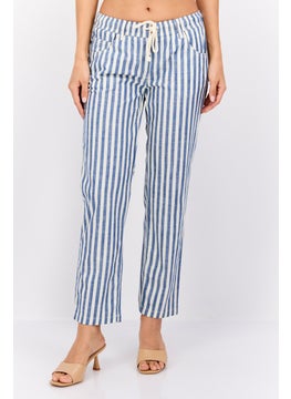Robe Di Kappa Women Perfect Fit  Stripe Straight Leg Pants, Blue  - Image 1
