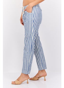 Robe Di Kappa Women Perfect Fit  Stripe Straight Leg Pants, Blue  - Image 2