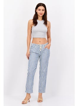 Robe Di Kappa Women Perfect Fit  Stripe Straight Leg Pants, Blue  - Image 4