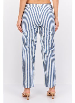 Robe Di Kappa Women Perfect Fit  Stripe Straight Leg Pants, Blue  - Image 3