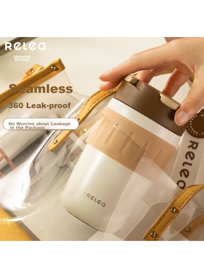 RELEA Wusheng Insulated Mug For Women, Large Capacity Coffee Cup, Stylish Water Bottle With Straw, Couples And Students' Cup, Birthday Gift - Image 4