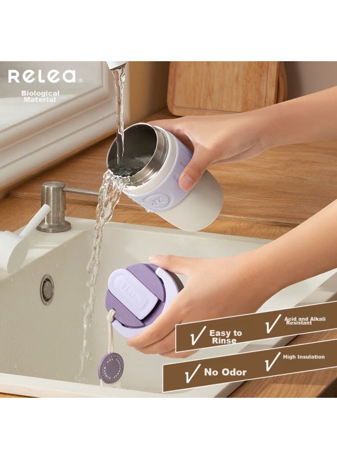 RELEA Wusheng Insulated Mug For Women, Large Capacity Coffee Cup, Stylish Water Bottle With Straw, Couples And Students' Cup, Birthday Gift - Image 5