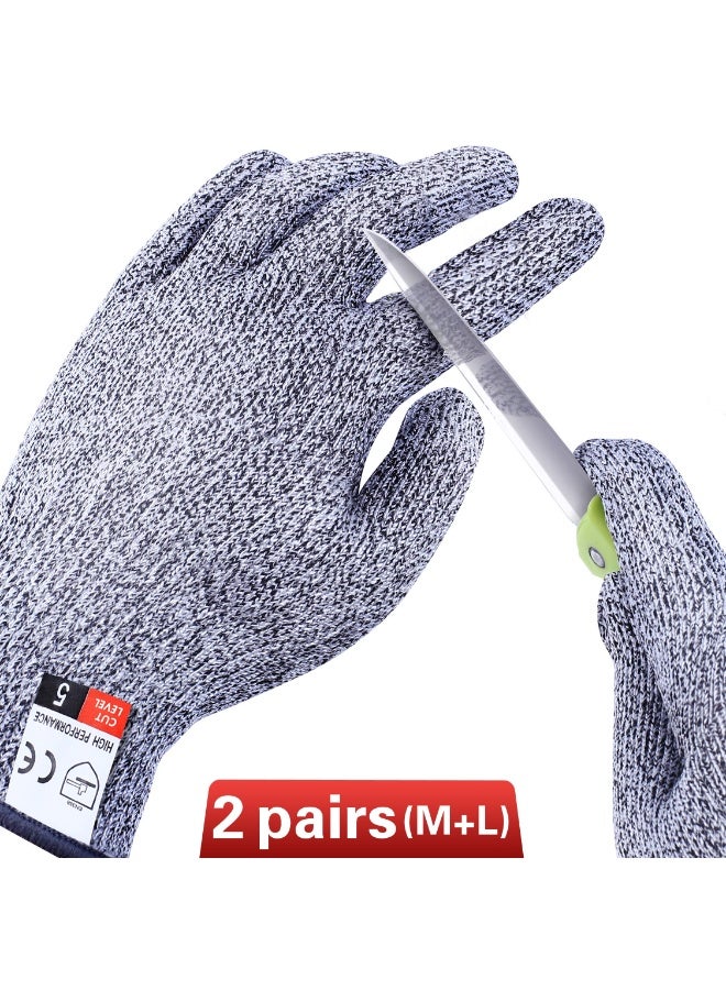 4 PCS (M+L) Cut Resistant Gloves Level 5 Protection Kitchen Safety Anti Cutting Gloves for Meat Cutting Wood Carving Mandolin Slicing Oyster Shucking - Image 2
