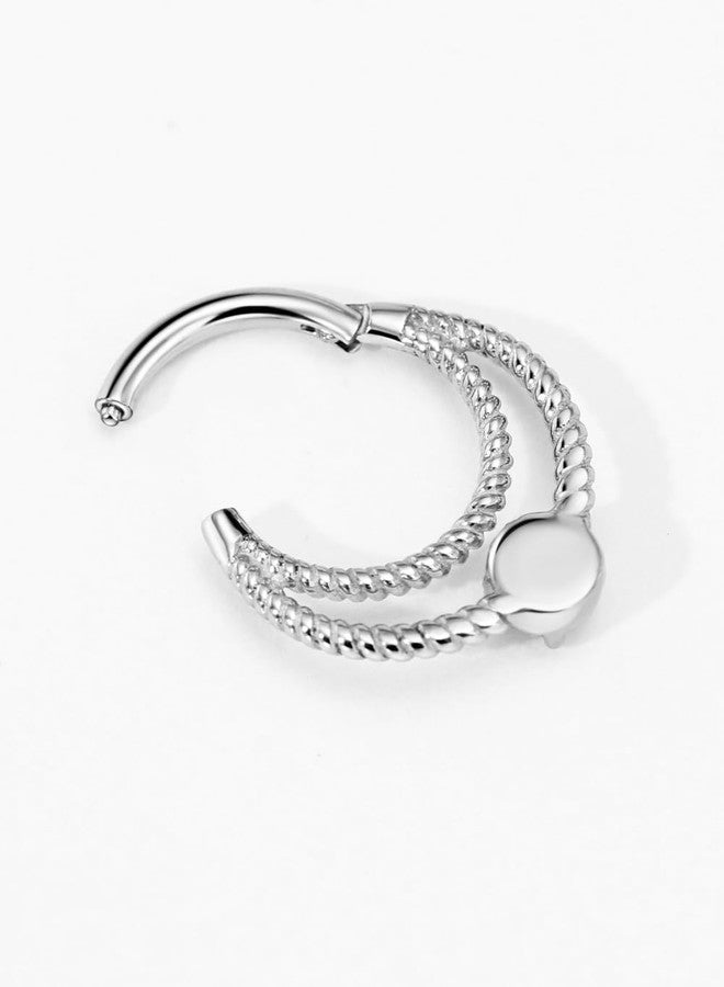 FANSING Opal Septum Jewelry Surgical Steel Crescent Moon Septum Rings for Women Twisted Design Daith Earring Hoop 8mm Septum Piercing Jewelry 16 Gauge - Image 4