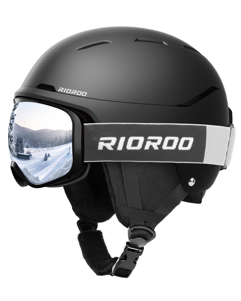 RIOROO Ski Helmet and Goggles Set, Snowboard Helmet Goggles for Men Women & Youth, Shockproof Snow Helmet Anti Fog OTG Snow Goggles for Skiing Snowboarding - Image 1