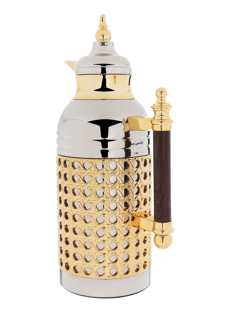 Alsaif Gallery Al Saif Gallery Sarah thermos set, 1 liter, thermal glass inner container, steel outer shell - gold - Image 2