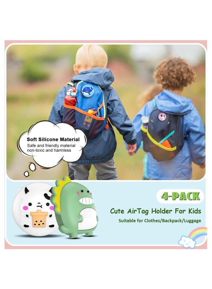 4 Pack for AirTag Holder with Pin, Soft Silicone Cute Air tag Holder for Kids Hidden Airtag Case Waterproof airtag Accessories - Image 3