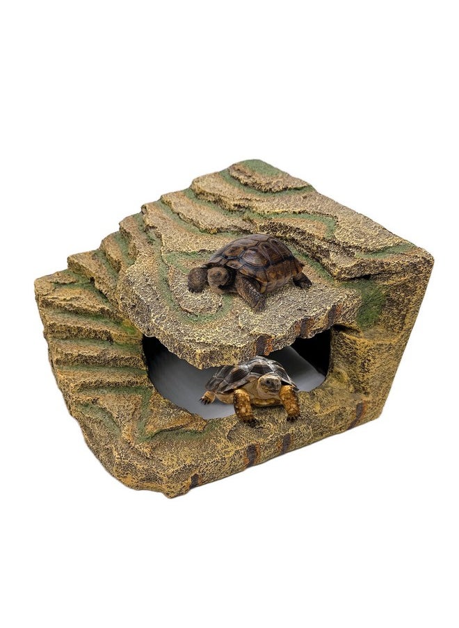 Kathson - Turtles Basking Platform,Large Tortoise Resting Terrace Climbing Ramp,Reptile Hiding Cave Hideouts,Resin Dock Tank Decorations For Aquatic Turtles Newts Salamanders Lizard Frogs - Image 1