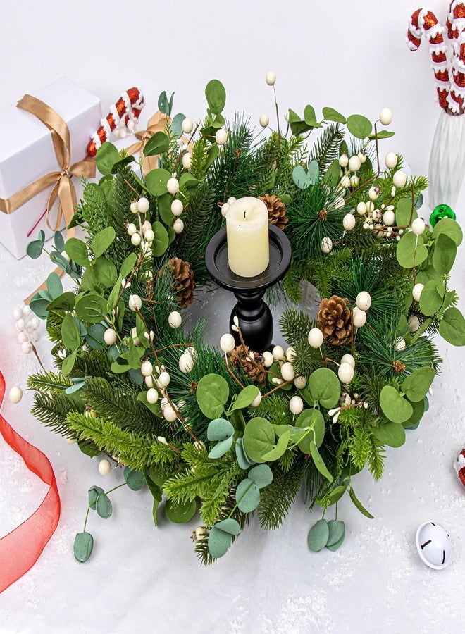 Yawwind 20 Inches Vintage Christmas Wreath Classic Winter Wreaths for Front Door Rustic Holiday Winter Wreath with White Berry Pine Cones for Doors Windows Indoors Outside Hanging Decoration - Image 4