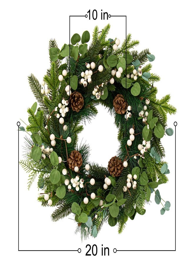 Yawwind 20 Inches Vintage Christmas Wreath Classic Winter Wreaths for Front Door Rustic Holiday Winter Wreath with White Berry Pine Cones for Doors Windows Indoors Outside Hanging Decoration - Image 3