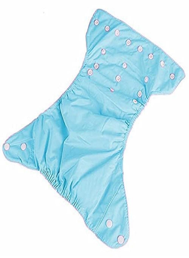 Kritiu Adjustable Reusable Washable Cloth Diaper With Insert Pad for Baby Girls & Boys | Eco-Friendly & Soft | One-Size Fits All | Ideal for Newborns to Toddlers | Sky-1, Set of 2 - Image 4