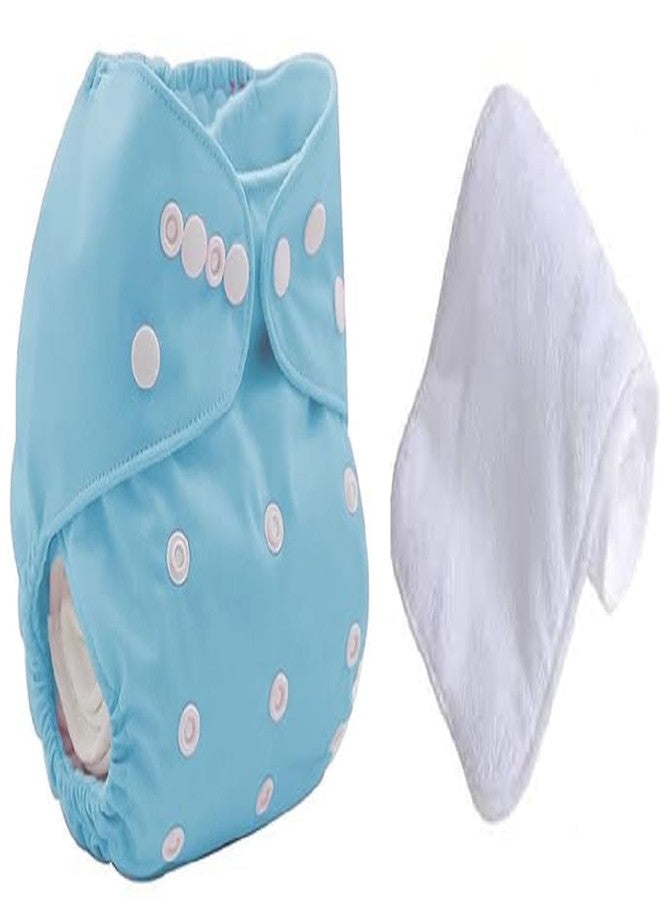 Kritiu Adjustable Reusable Washable Cloth Diaper With Insert Pad for Baby Girls & Boys | Eco-Friendly & Soft | One-Size Fits All | Ideal for Newborns to Toddlers | Sky-1, Set of 2 - Image 1