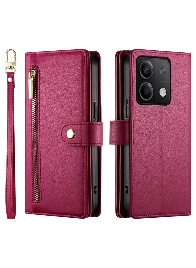 اس-توب جراب لهاتف Redmi Note 13 5G مع محفظة جلدية بسحاب وفتحات للبطاقات - Image 2