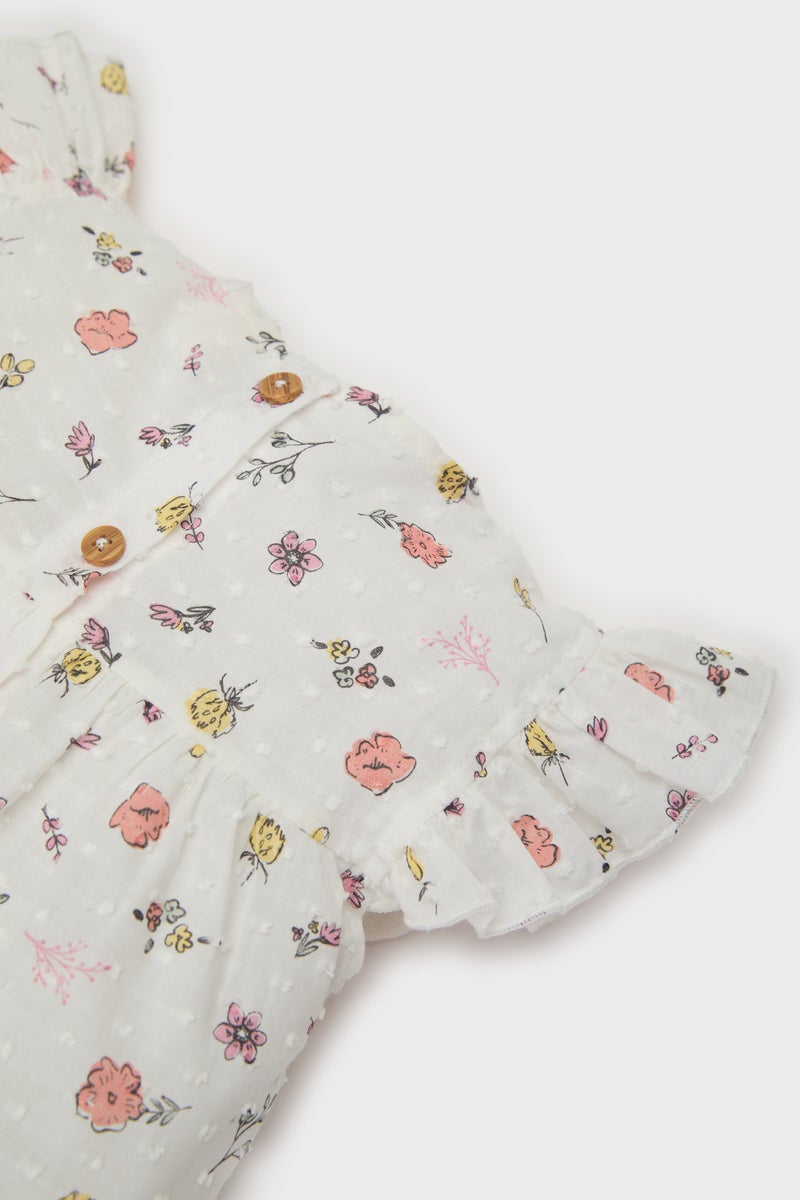 DeFacto Pink BabyGirl Girl Floral Poplin Blouse Shorts 2 Piece Set Casual - Image 4