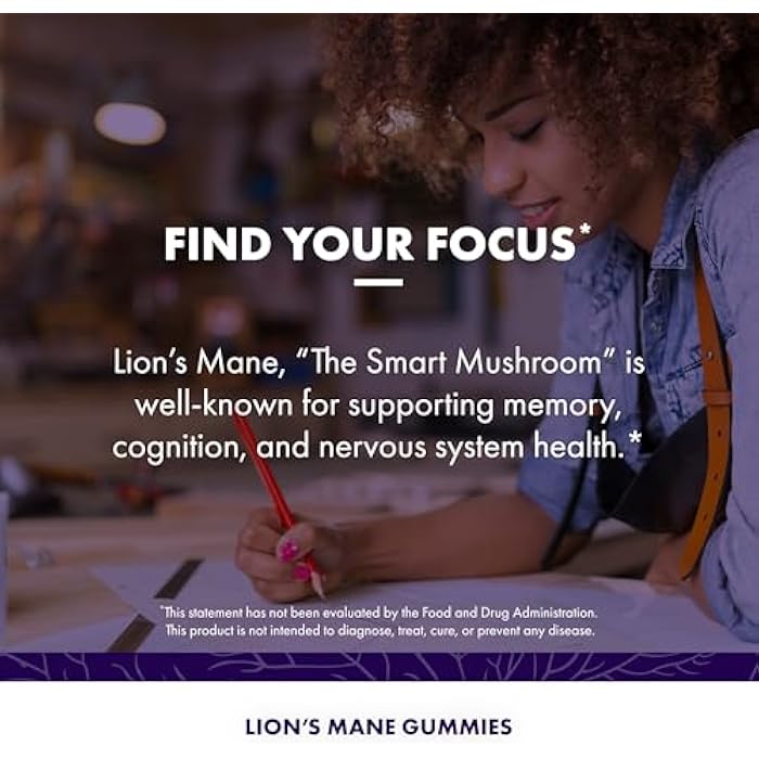 Host Defense Mushrooms Lion's Mane Gummies - Brain Health Support - Mushroom Supplement to Support Focus & Memory Function - Immune & Nervous System Support - Blueberry, 90 Gummies* - Image 5