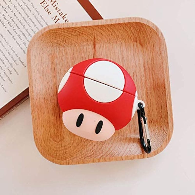 ZOEAST(TM) AirPods Case,Thick Soft Portable Buckle Protective Shockproof Silicone Skin Cover Case Compatible with Apple AirPods Earphone 2&1 Wireless Charging Case (Mushroom) - Image 2