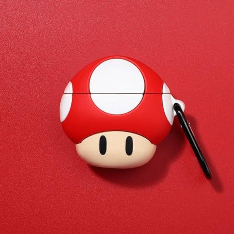 ZOEAST(TM) AirPods Case,Thick Soft Portable Buckle Protective Shockproof Silicone Skin Cover Case Compatible with Apple AirPods Earphone 2&1 Wireless Charging Case (Mushroom) - Image 1