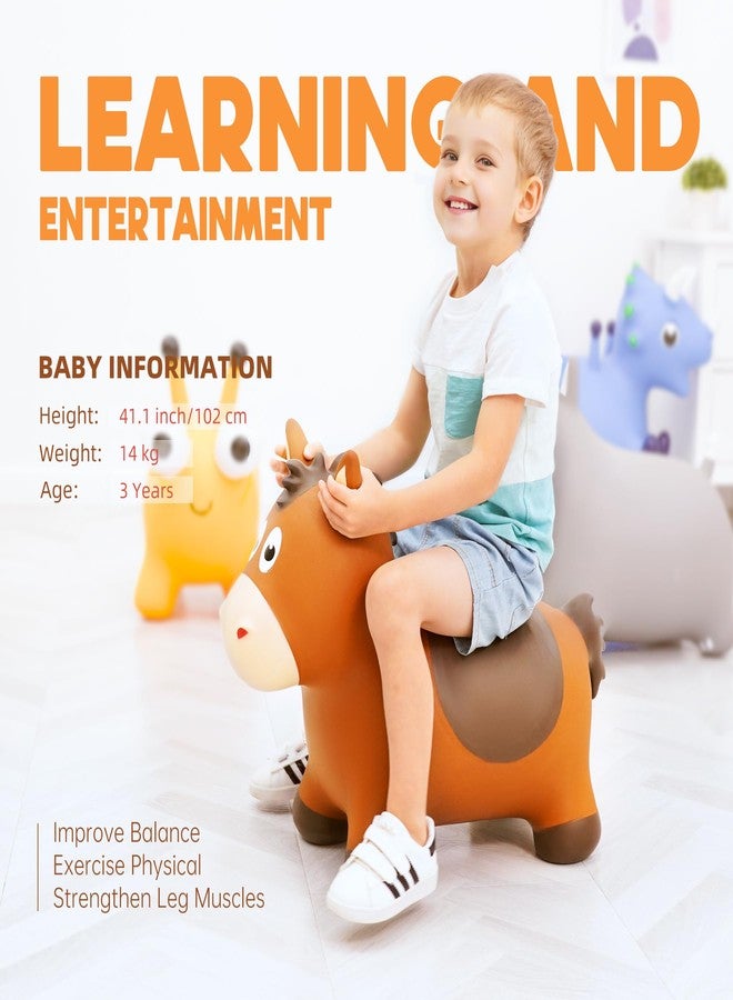 ZOOJOY Bouncy Horse Hopping Toys, Inflatable Animal Horse Toys for Toddlers, Outdoor Indoor Bounce and Ride On Bouncer for Boys Girls, Birthday Gifts for 18 Months 2 3 4 5 6 Year Old with Pump - Image 2