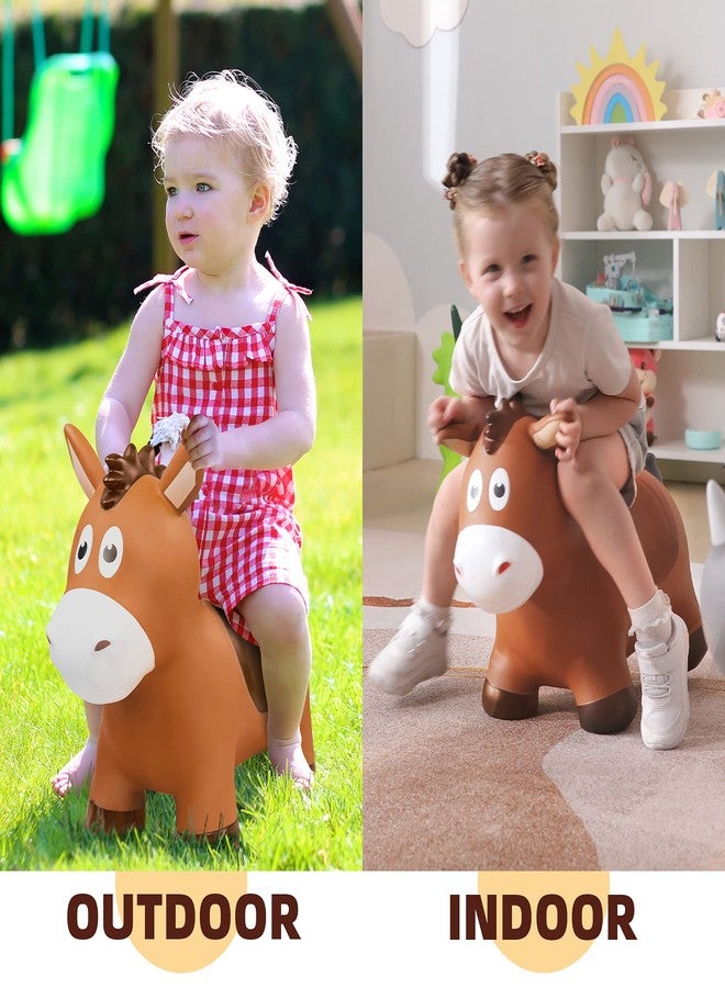 ZOOJOY Bouncy Horse Hopping Toys, Inflatable Animal Horse Toys for Toddlers, Outdoor Indoor Bounce and Ride On Bouncer for Boys Girls, Birthday Gifts for 18 Months 2 3 4 5 6 Year Old with Pump - Image 3