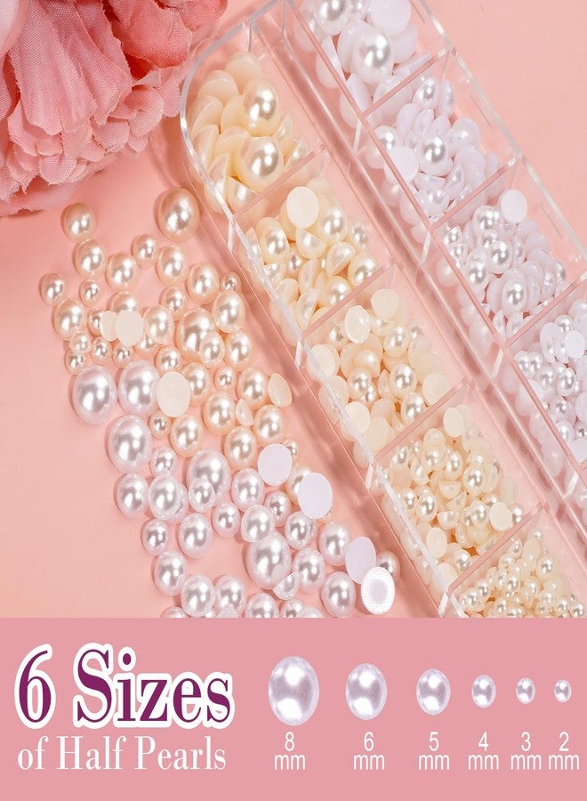 Canvalite Rhinestones for Face Colorful Face Gems Face Jewels White & Beige Half Round Pearls Eye, Hair, Nail Gems with Quick Dry Glue, Rhinestones Picker, Tweezers for Nail Art Face Makeup - Image 4