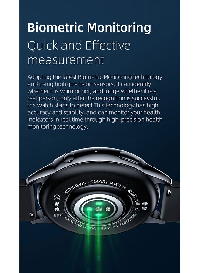 KUMI GW5 Sports Smartwatch AMOLED Display Heart Rate Detection Sleep Detection Exercise Track Recording AI Smart Bracelet Sliver - Image 4
