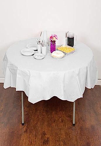CREATIVE CONVERTING White Tissue/Poly 82" Octy/Round Paper Tablecover - Image 2