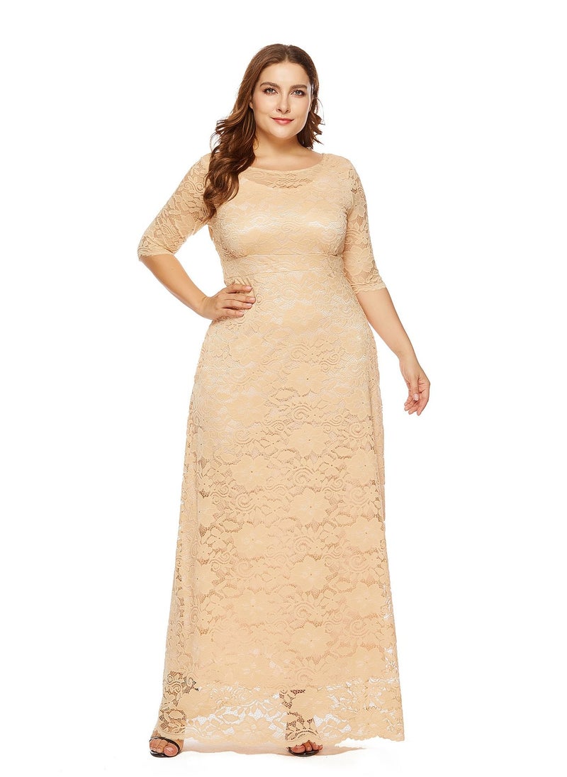 Loquat - Lace High Waist Pocket Dress Beige - Image 1