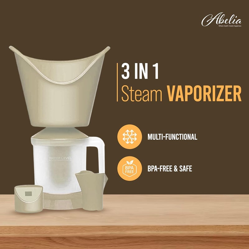 ABELIA Vaporizer Steamer 3 In 1 Electric Vapour Machine Steamer For Cold Cough Face Steam Steam Inhaler Vapor Machine Facial Sauna And Face Steamer Machine For Adults And Kids Beige Multicolour - Image 2
