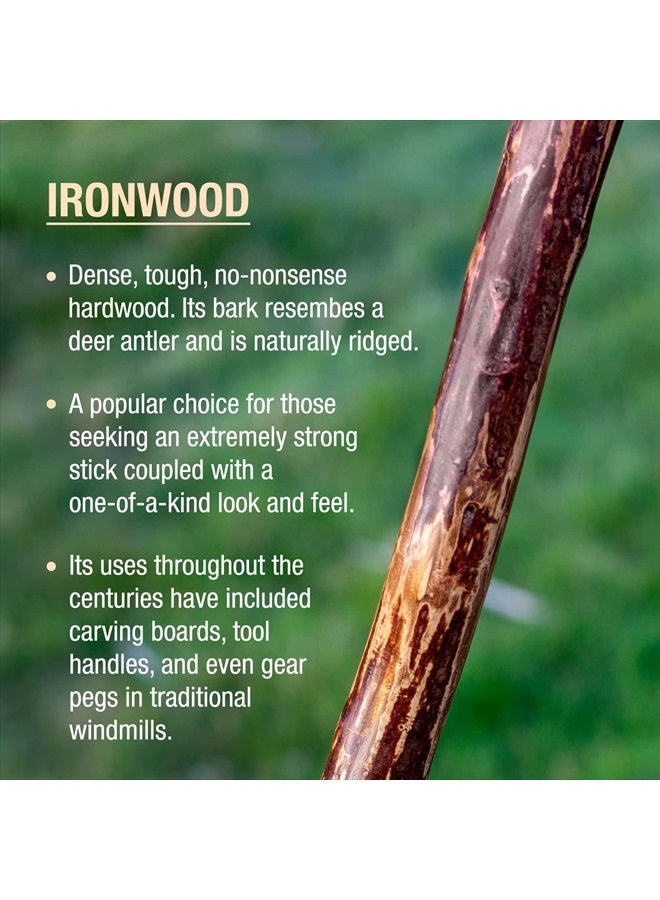 Brazos Rustic Wood Walking Stick, Ironwood, Traditional Style Handle, for Men & Women, Made in the USA, 55" - Image 3