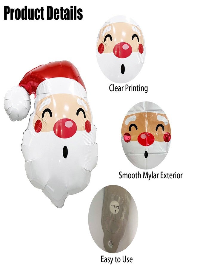 QZMCEAGS Father Christmas Santa Claus Balloons - Head Balloons for Christmas-Themed Party Supplies Decorations - 3pcs - Image 4