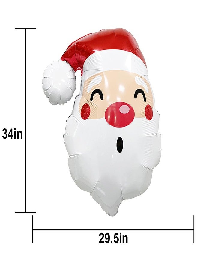 QZMCEAGS Father Christmas Santa Claus Balloons - Head Balloons for Christmas-Themed Party Supplies Decorations - 3pcs - Image 3