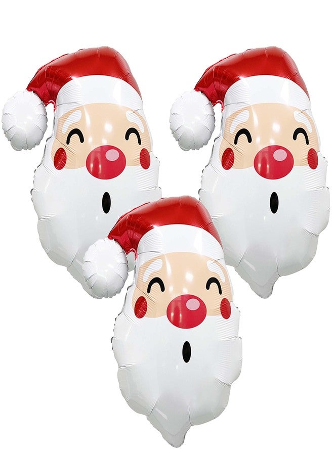 QZMCEAGS Father Christmas Santa Claus Balloons - Head Balloons for Christmas-Themed Party Supplies Decorations - 3pcs - Image 1