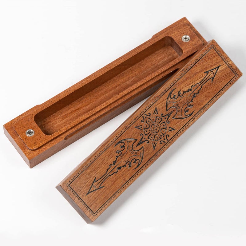 Poludie Wooden DND Dice Box Dice Holder Case with Felt Lined Magnetic Lid for DD Tabletop Game Acacia Sword of DamoclesBlack - Image 2
