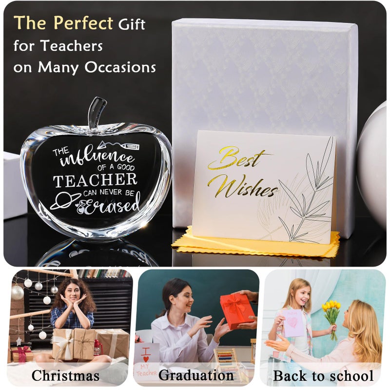 Movdyka Teacher Appreciation Crystal Apple Paperweight - Engraved Thank You Gifts for Retirement, Best Teacher Ever Gifts - Image 4